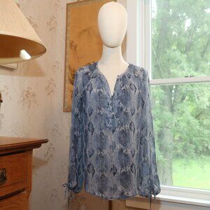 WHITE HOUSE Long Sleeve SNAKESKIN Print Blouse